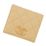 CHANEL Matelasse Bifold Wallet Compact Wallet Yellow/PurpleAP3519 Caviar Leather