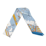 HERMES Twilly Brides et Gris-Gris Blue Jean/White/MulticolorH062849S Silk100%