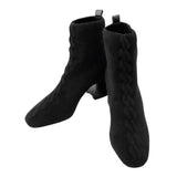 HERMES Short boots 《Vol Vert》 60 Black Knit Calf Leather Size 36