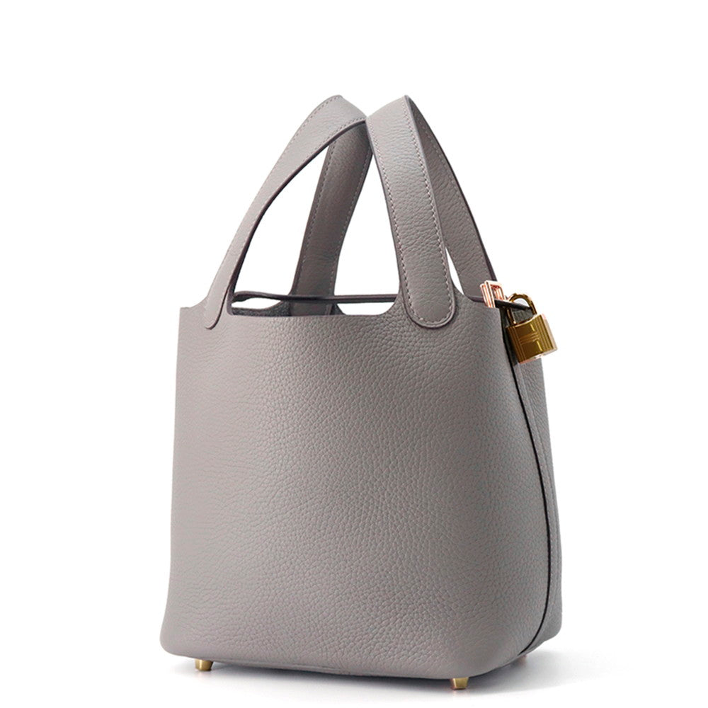 HERMES Picotin Lock Gris Meyer Taurillon Clemence Size PM