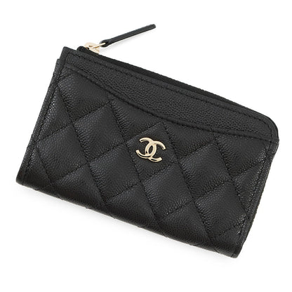 CHANEL Matelasse Fragment Card Case BlackAP3179 Caviar Leather