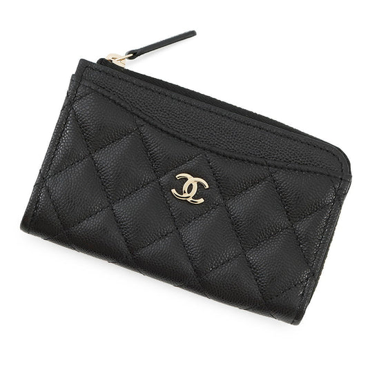 CHANEL Matelasse Fragment Card Case BlackAP3179 Caviar Leather