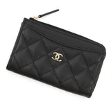CHANEL Matelasse Fragment Card Case BlackAP3179 Caviar Leather
