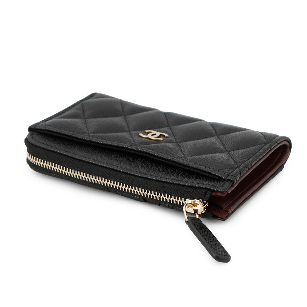 CHANEL Matelasse Fragment Card Case BlackAP3179 Caviar Leather