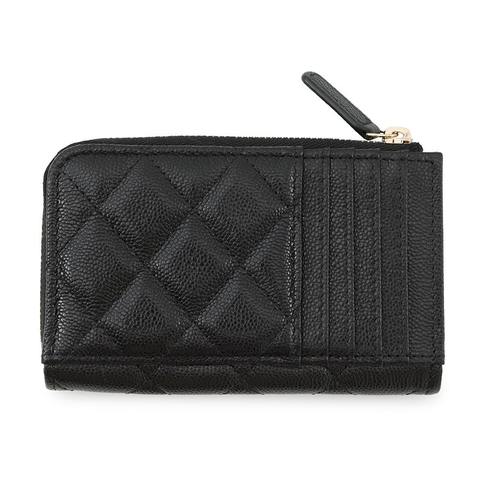 CHANEL Matelasse Fragment Card Case BlackAP3179 Caviar Leather