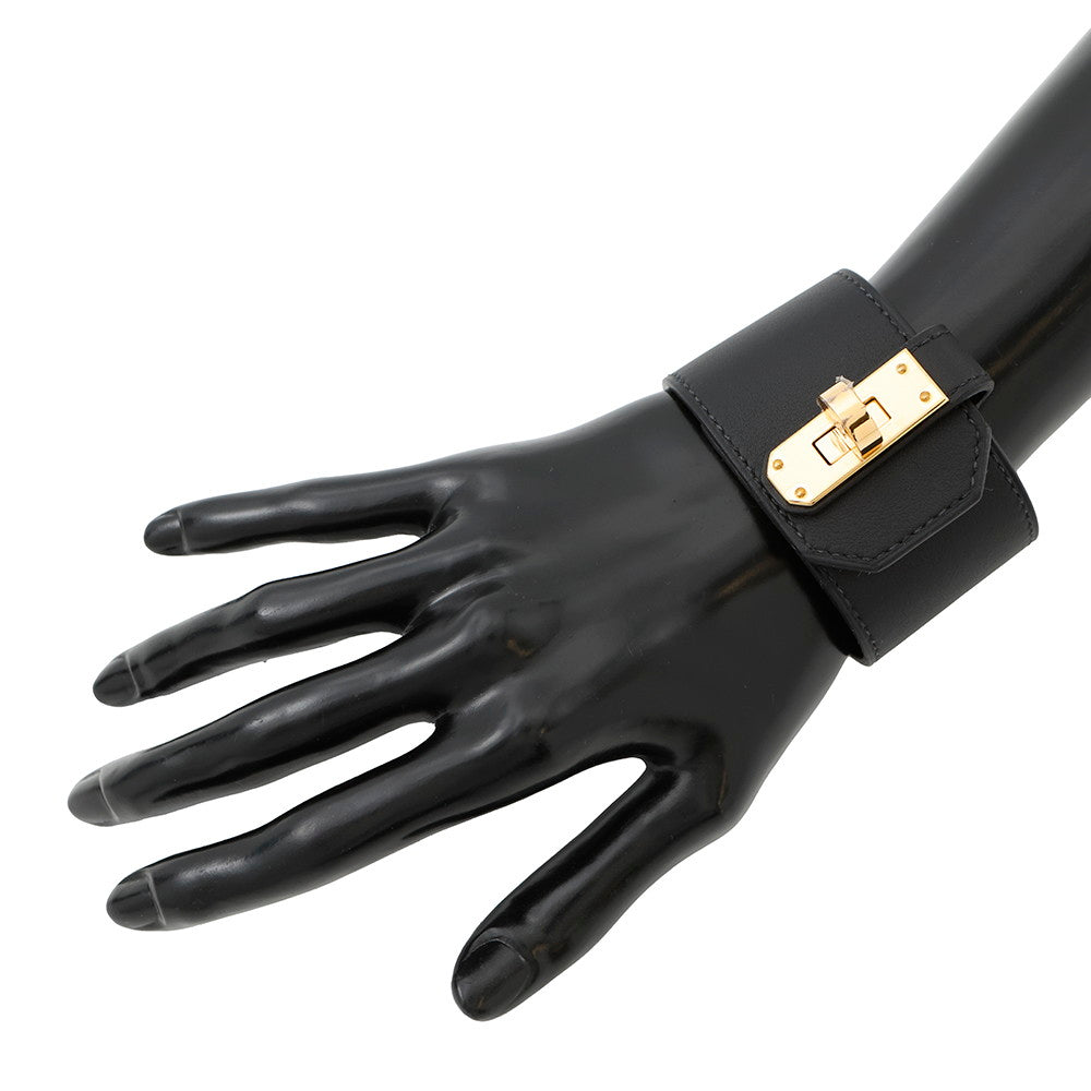 HERMES Kelly TwistGM Bracelet Size T3 Black Swift Leather