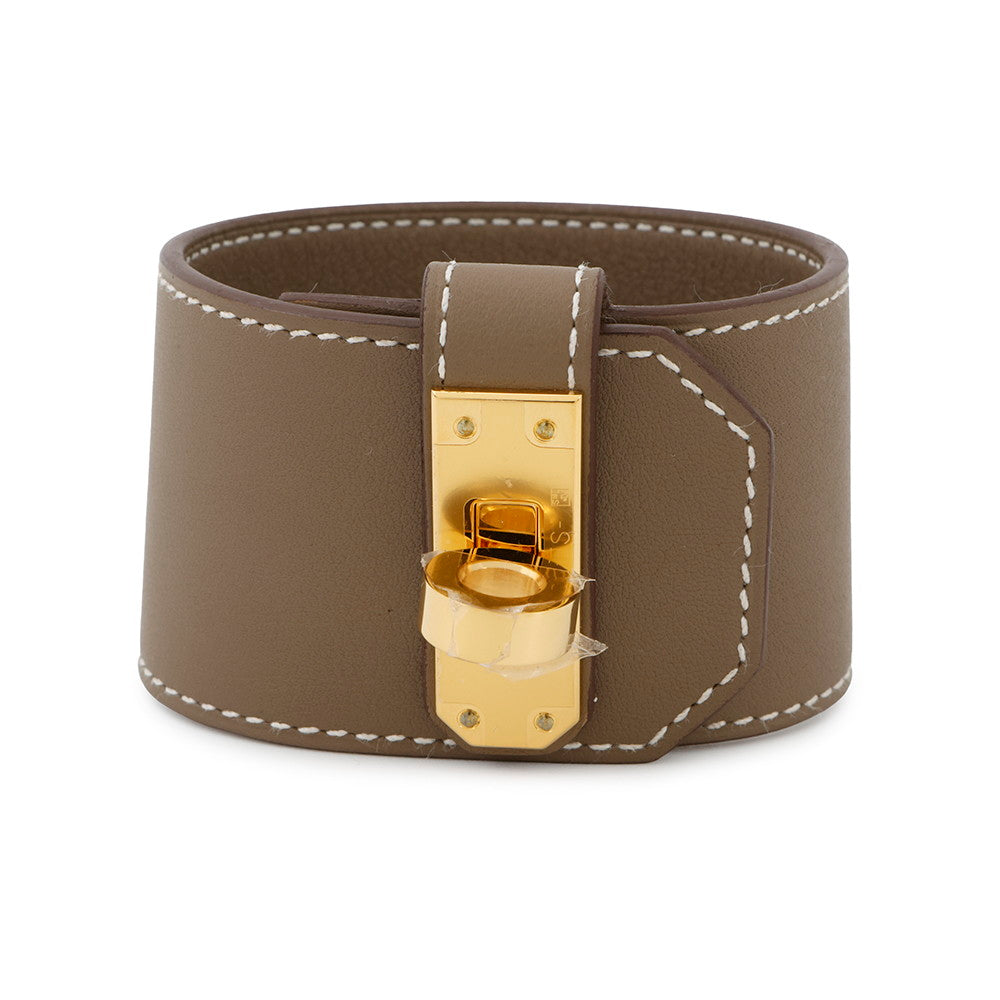 HERMES Kelly Twist Bracelet Size T3 Etoupe Swift Leather