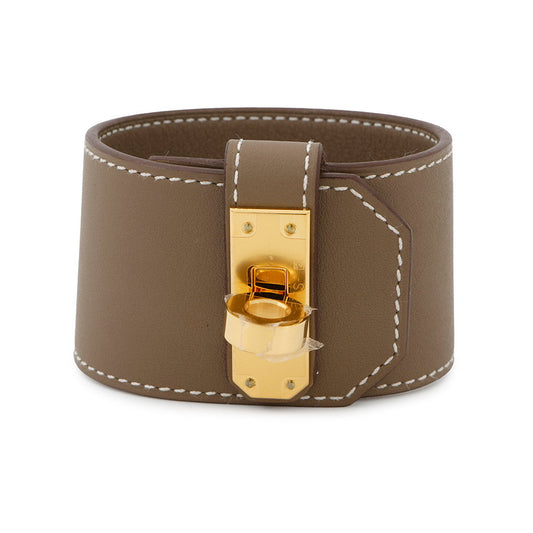 HERMES Kelly Twist Bracelet Size T3 Etoupe Swift Leather