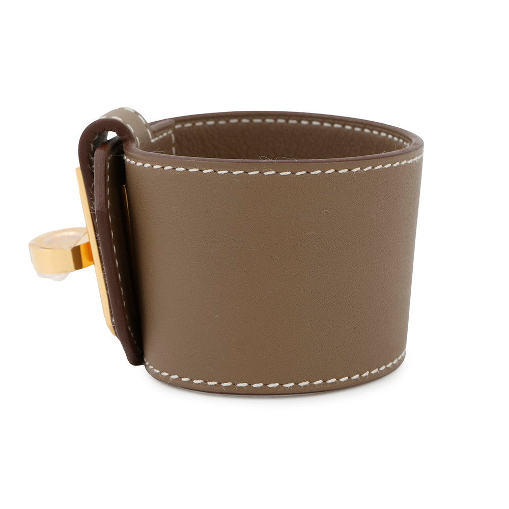 HERMES Kelly Twist Bracelet Size T3 Etoupe Swift Leather