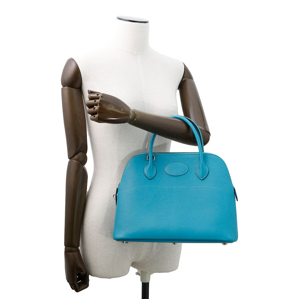 HERMES Bolide Turquoise Chevre Myzore Goatskin Size 31