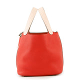 HERMES Picotin Lock Touch Rouge Tomate/Rose Eglantine Taurillon Clemence Swift Leather Size MM