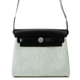 HERMES Herbag zip Ecru/Black Toile Military Vache Hunter Leather Size Mini