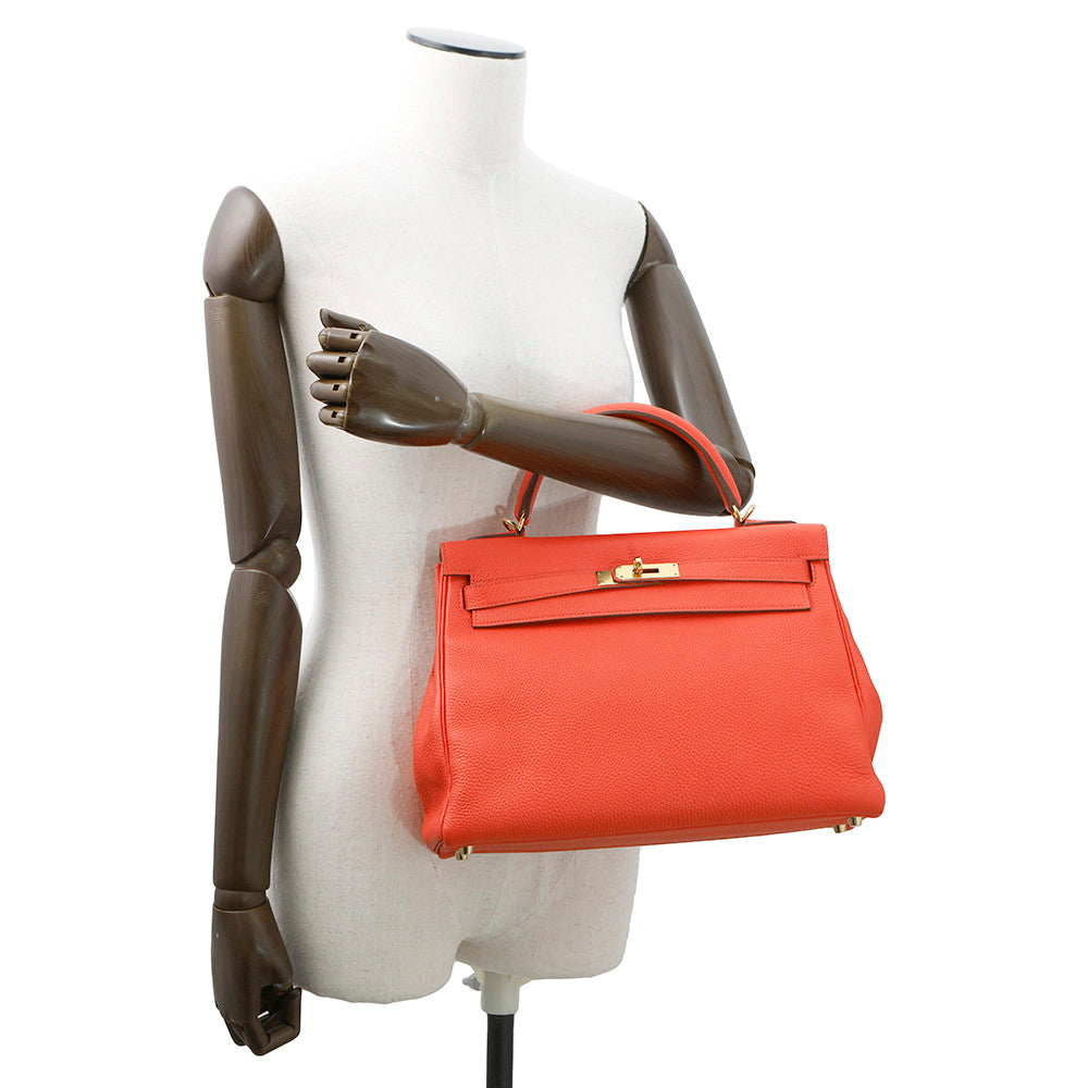 HERMES Kelly Orange Poppy Taurillon Clemence Size 32