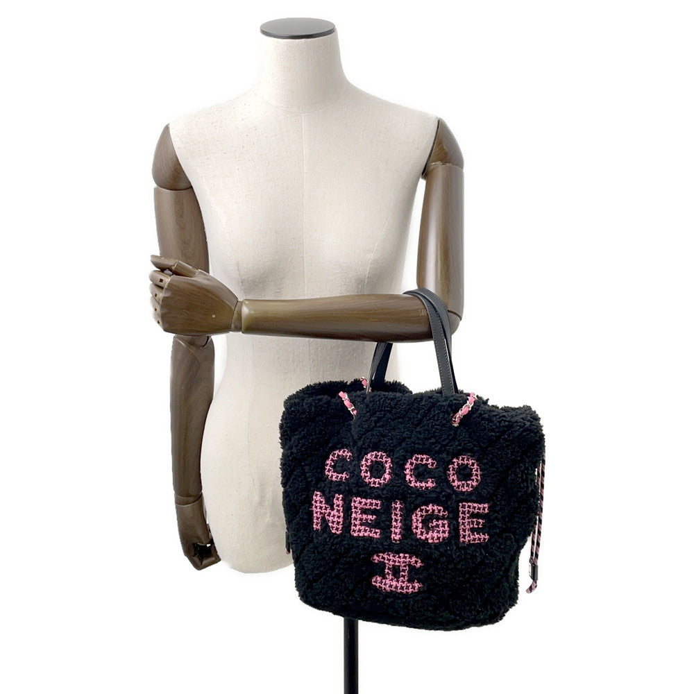 CHANEL Coco Neige Tote Bag BlackAS0981 Pile Leather