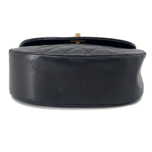 CHANEL Matelasse Half Moon Chainshoulder Bag Black Lambskin