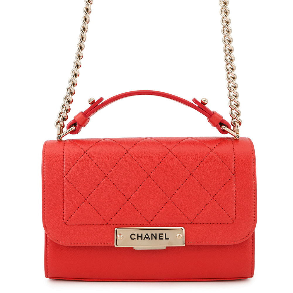CHANEL Clic Label 2-way Bag RedA93701 Leather