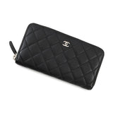 CHANEL Matelasse Zip Around Long Wallet BlackA50097 Caviar Leather