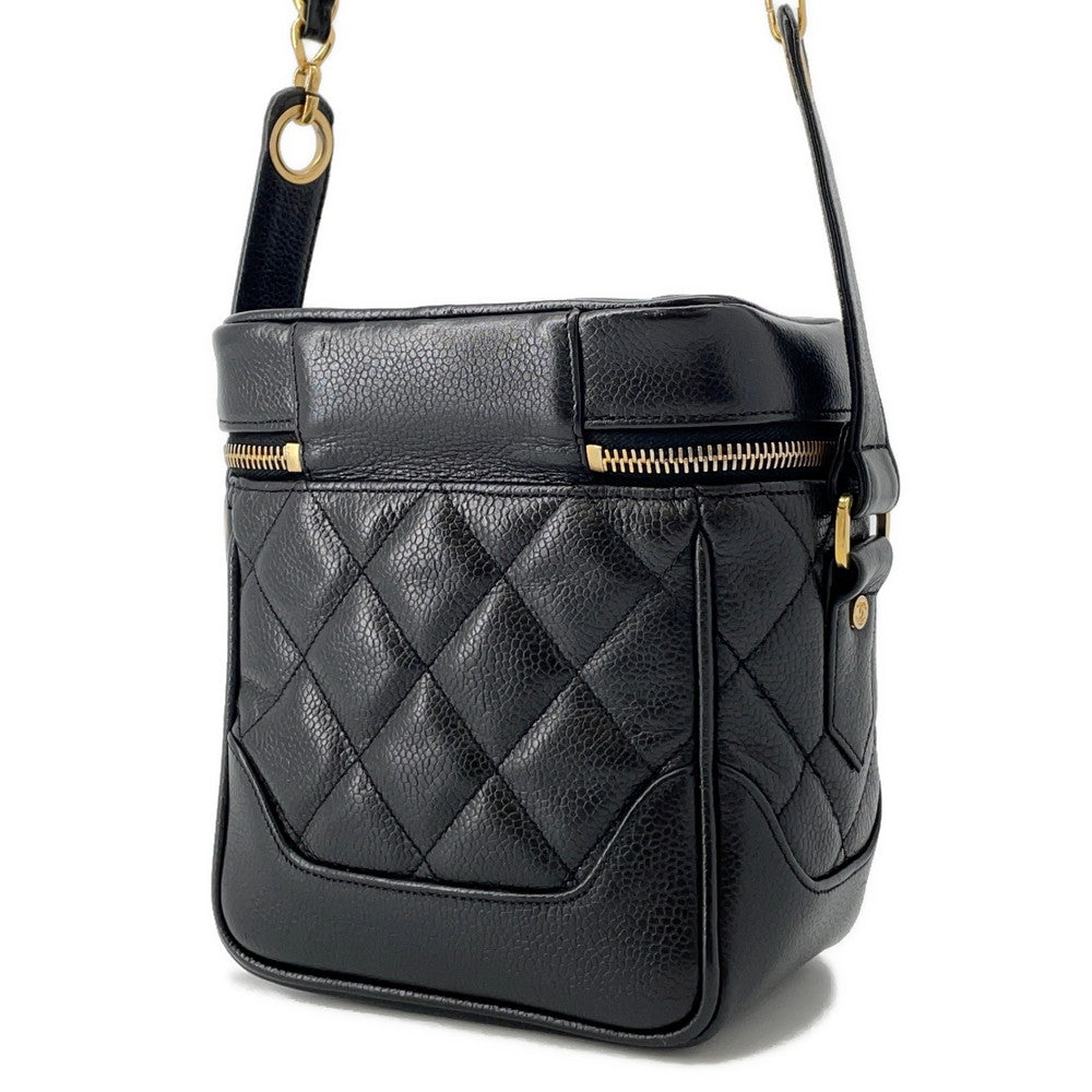 CHANEL Matelasse Chain vanity bag Black Caviar Leather