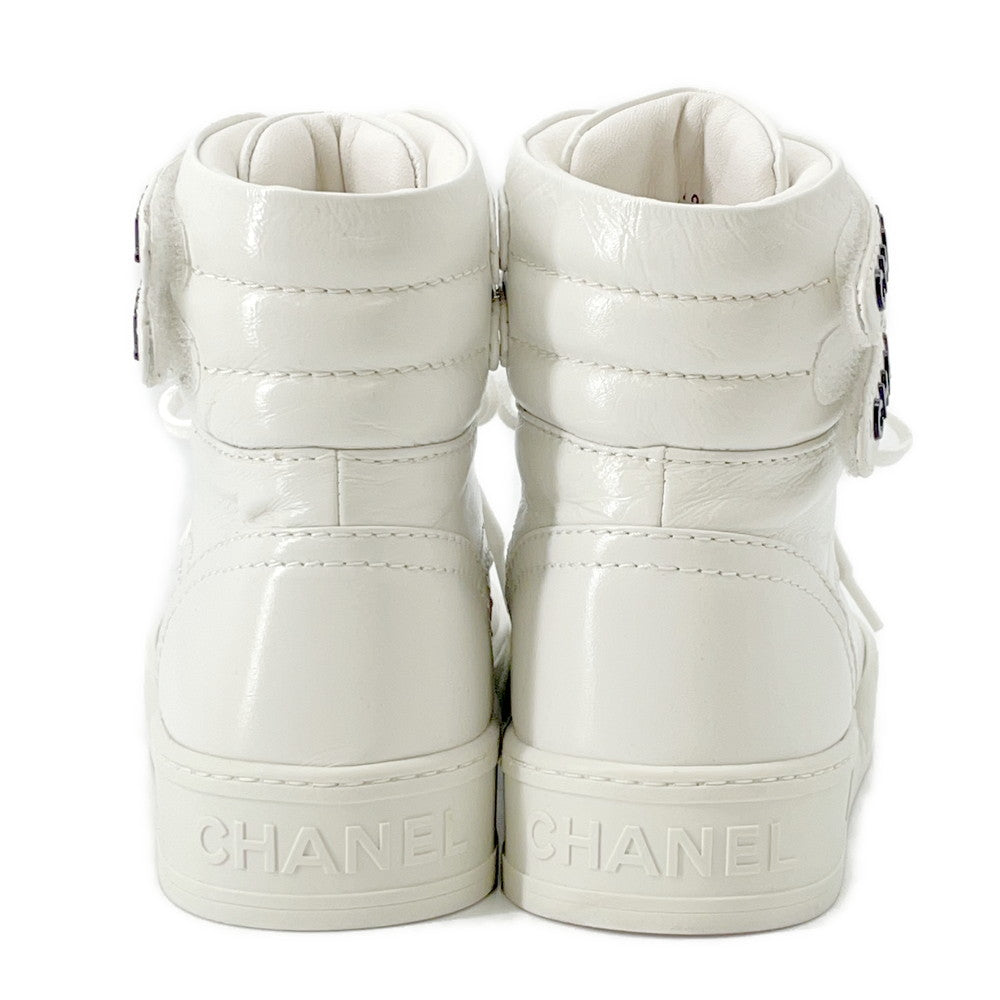 CHANEL High cut sneakers White/BlackG45109 Leather Size 36