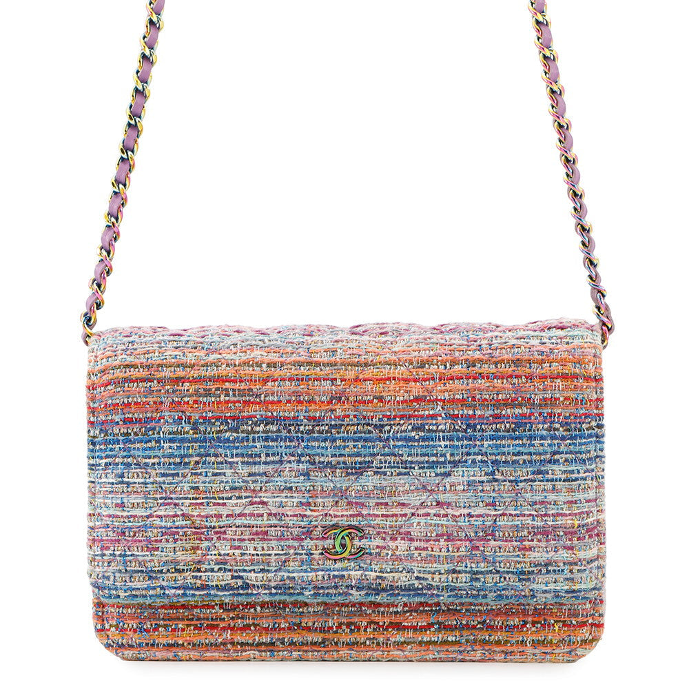 CHANEL Chain wallet Multicolor Tweed