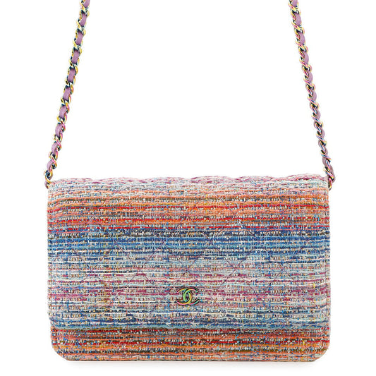 CHANEL Chain wallet Multicolor Tweed