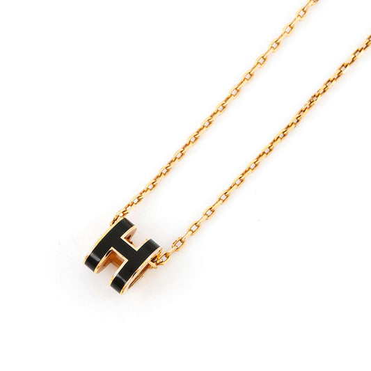 HERMES Pop Ash Necklace Black Metal Lacquer