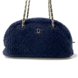 CHANEL Coco Neige Bowling Bag NavyAS5059 Shearling Lambskin Size Large