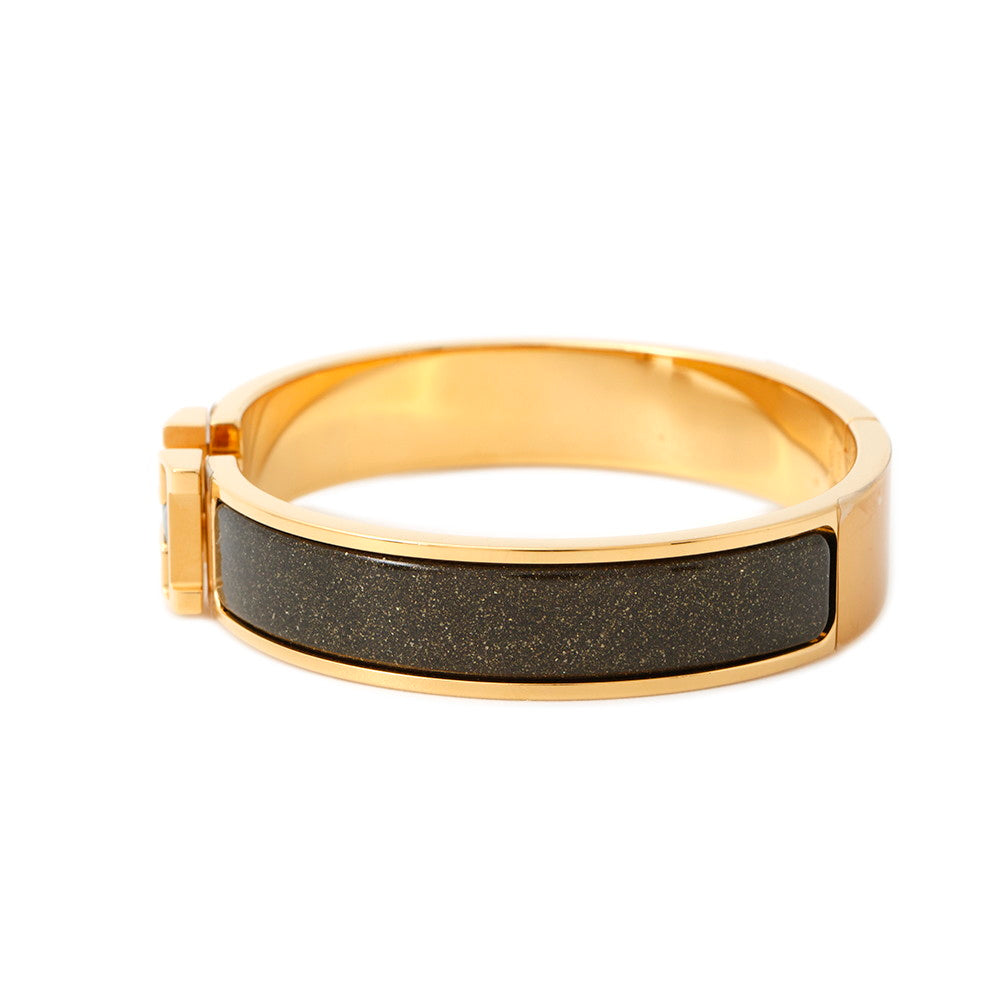 HERMES Clic crack Size PM Noir・Dore Metal Enamel Glitter