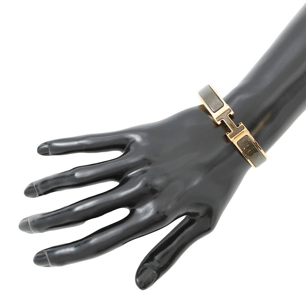 HERMES Clic crack Size PM Noir・Dore Metal Enamel Glitter