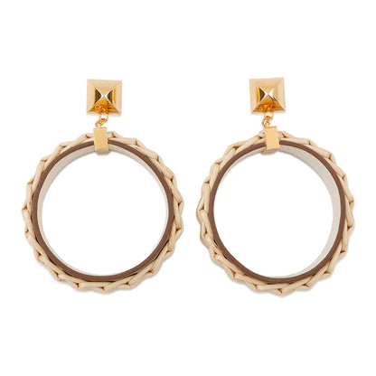 HERMES Medor Picnic Earrings Size GM Nata Vaux Barenia Leather Willow