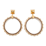 HERMES Medor Picnic Earrings Size GM Nata Vaux Barenia Leather Willow
