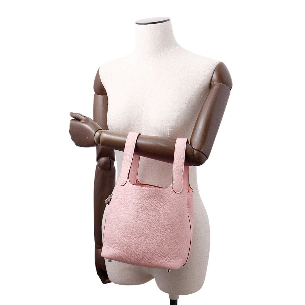 HERMES Picotin Lock Rose Sakura Taurillon Clemence Size PM