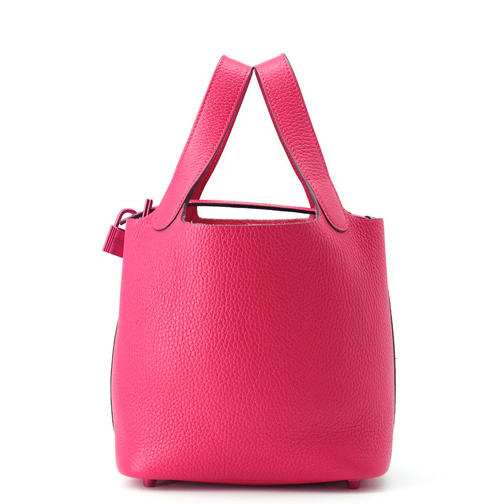 HERMES Picotin Lock Mono Chrome Rose mexico Taurillon Clemence Size PM