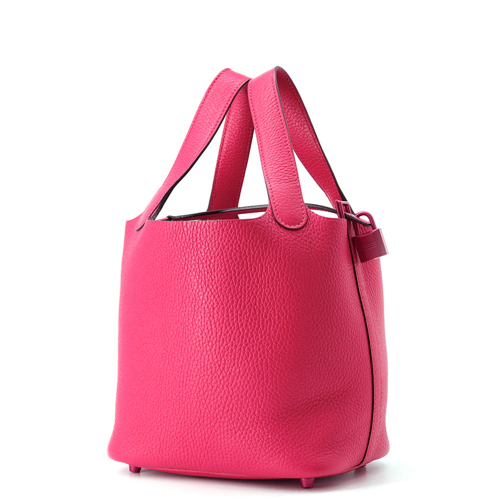 HERMES Picotin Lock Mono Chrome Rose mexico Taurillon Clemence Size PM