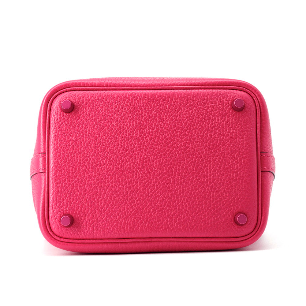 HERMES Picotin Lock Mono Chrome Rose mexico Taurillon Clemence Size PM