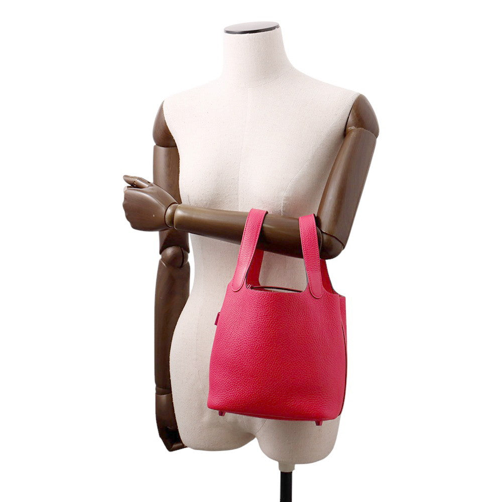 HERMES Picotin Lock Mono Chrome Rose mexico Taurillon Clemence Size PM