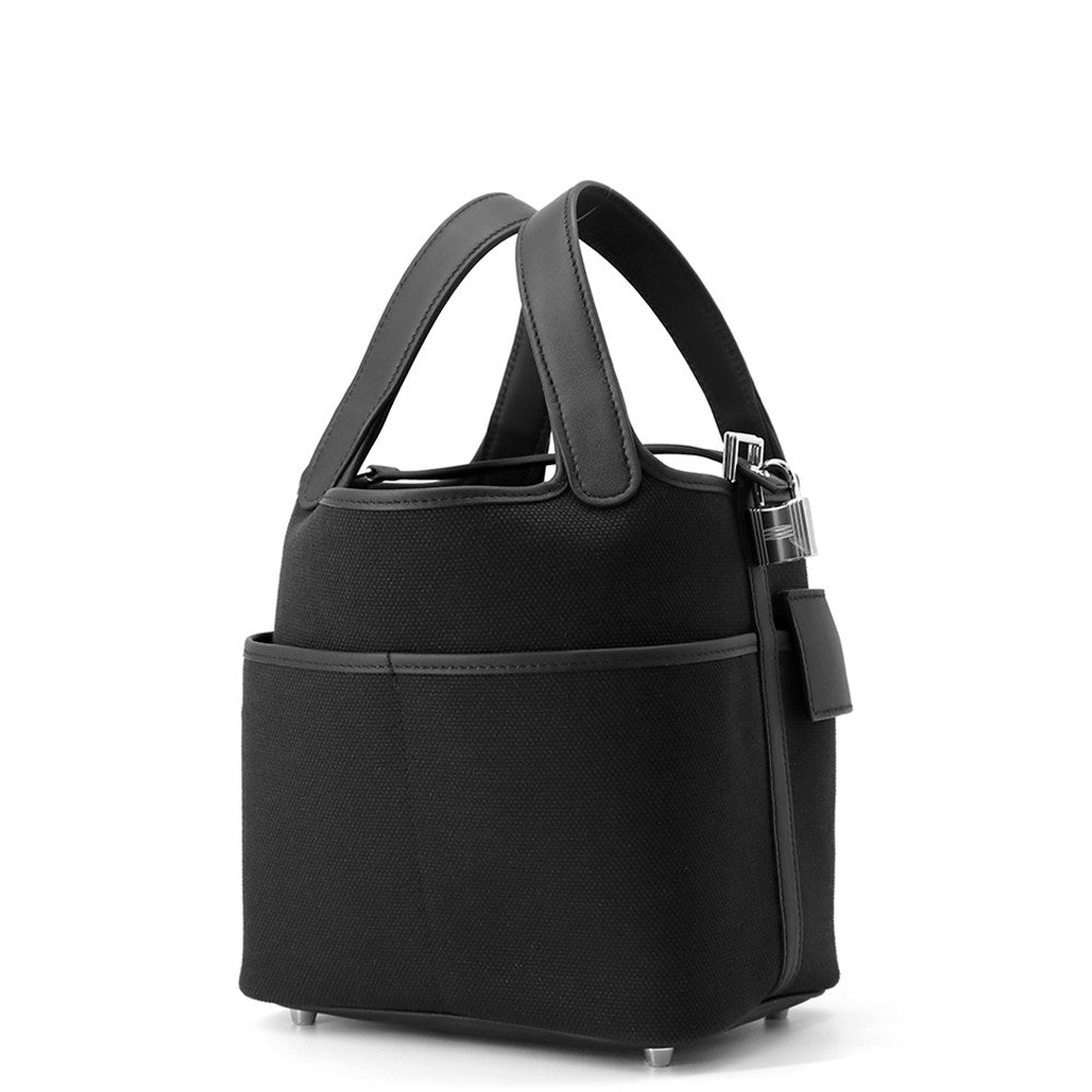 HERMES Picotin Lock Cargo Black Towar Goeran Swift Leather Size PM