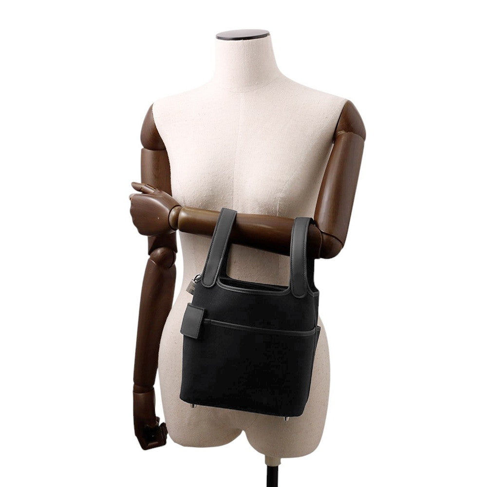 HERMES Picotin Lock Cargo Black Towar Goeran Swift Leather Size PM
