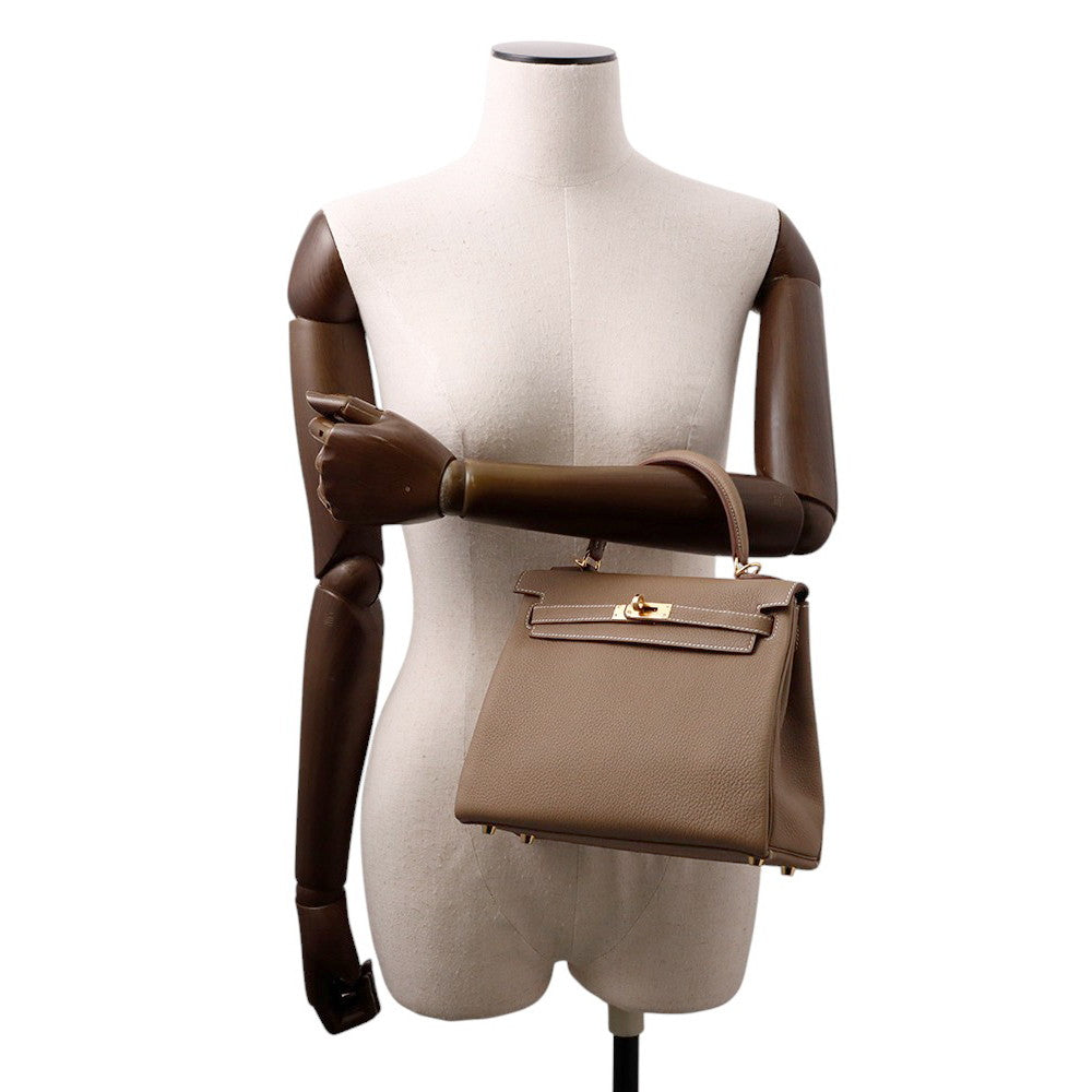 HERMES Kelly Retourne Etoupe Togo Leather Size 25