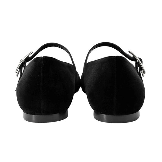 HERMES Ballet shoes "Jane" BlackH252113Z Velour Fabric Satin Size 38