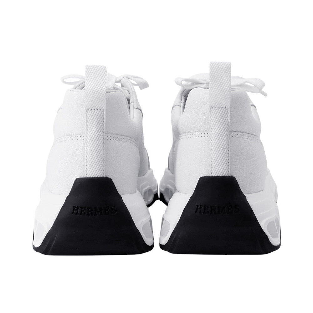 HERMES Sneakers "Impulse" WhiteH252014Z Technical Fabric Leather Size 38.5