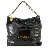 CHANEL CHANEL22 Handbag BlackAS3261 Shiny Calf Leather Size Medium