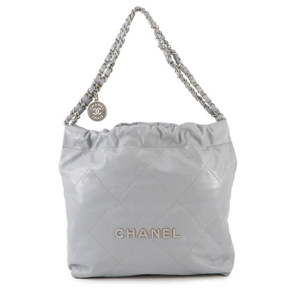 CHANEL CHANEL22 Handbag GrayAS3260 Shiny Calf Leather Size Small
