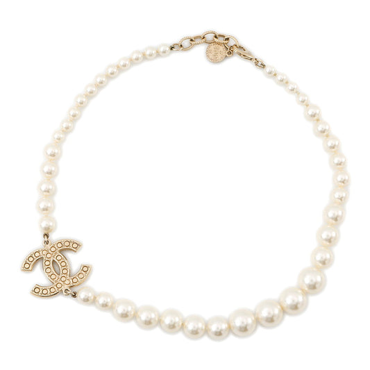 CHANEL CC Logo Pearl ChokerA64757 Faux Pearl Rhinestone