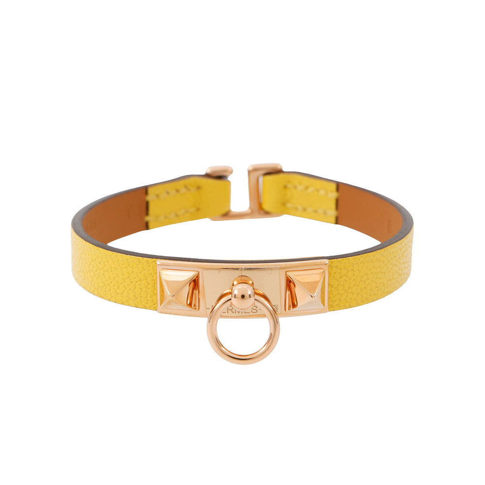 HERMES Rival Mini Bracelet Size T3 Jaune de Naples Swift Leather