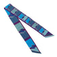 HERMES Twilly Camail Violet/Azur/Celadon Silk100%