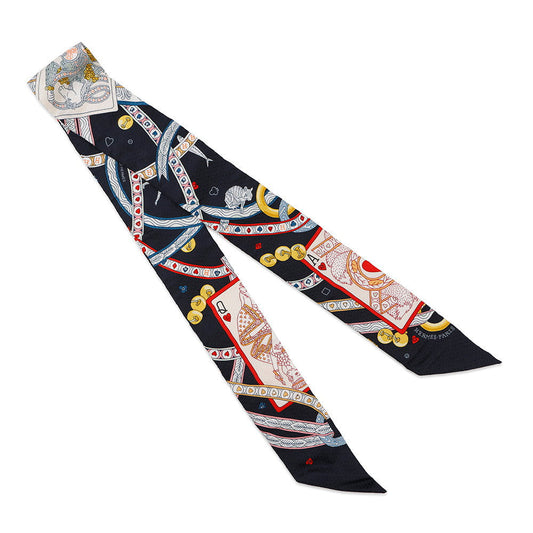 HERMES Twilly Bijoux Pique Black/Rouge/Gold Silk100% Bijoux