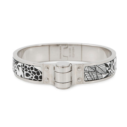 HERMES Charniere Bangle Size PM White/Black Metal