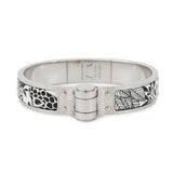HERMES Charniere Bangle Size PM White/Black Metal