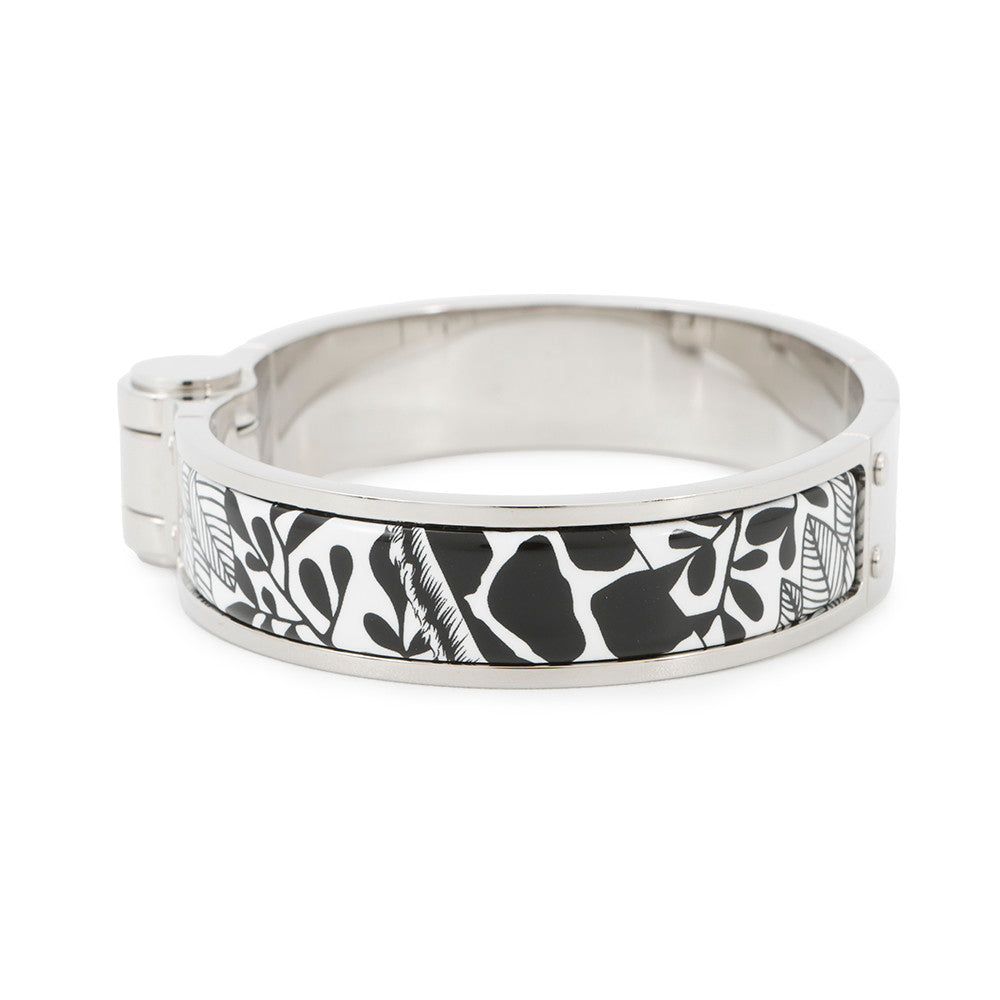 HERMES Charniere Bangle Size PM White/Black Metal